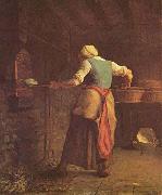 Woman Baking Bread, jean-francois millet